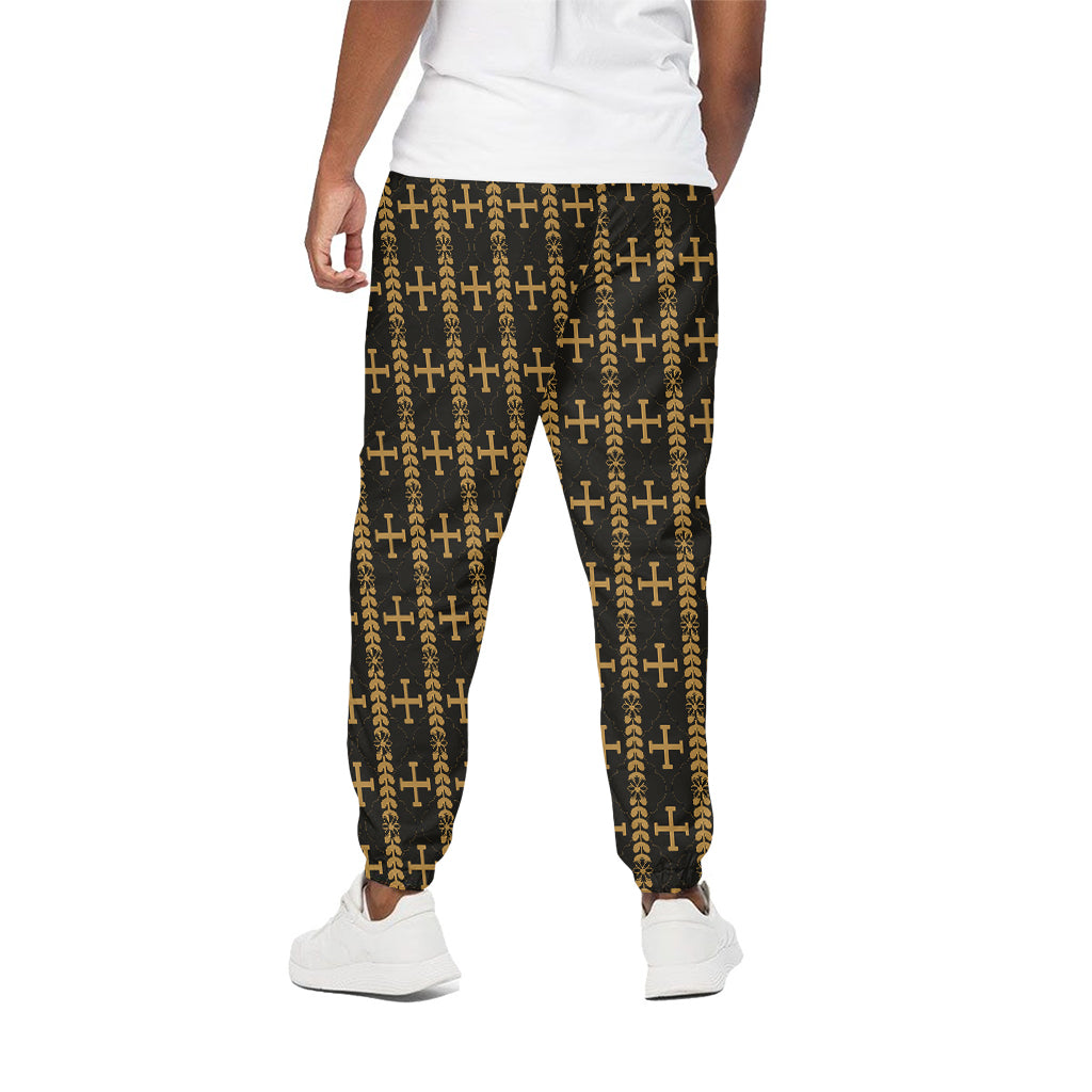 Vintage Orthodox Pattern Print Cotton Pants