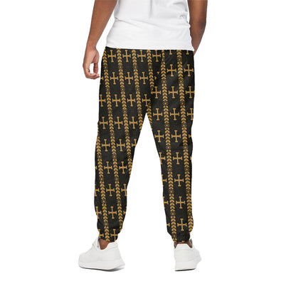 Vintage Orthodox Pattern Print Cotton Pants