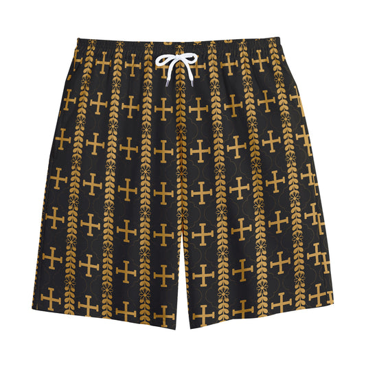 Vintage Orthodox Pattern Print Cotton Shorts