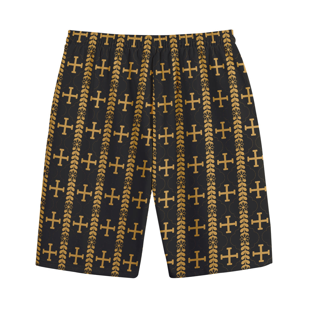 Vintage Orthodox Pattern Print Cotton Shorts