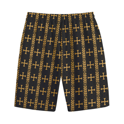 Vintage Orthodox Pattern Print Cotton Shorts