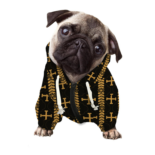 Vintage Orthodox Pattern Print Dog Zip Up Hoodie