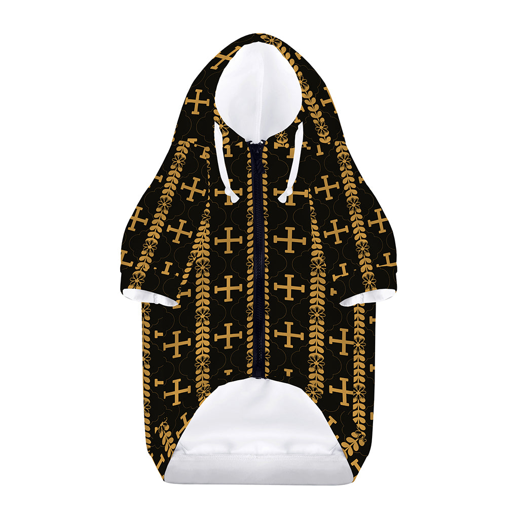 Vintage Orthodox Pattern Print Dog Zip Up Hoodie