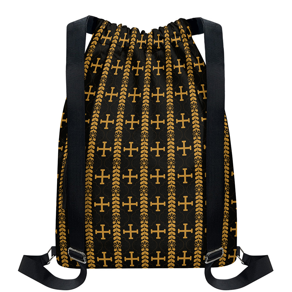 Vintage Orthodox Pattern Print Drawstring Backpack