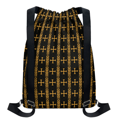 Vintage Orthodox Pattern Print Drawstring Backpack