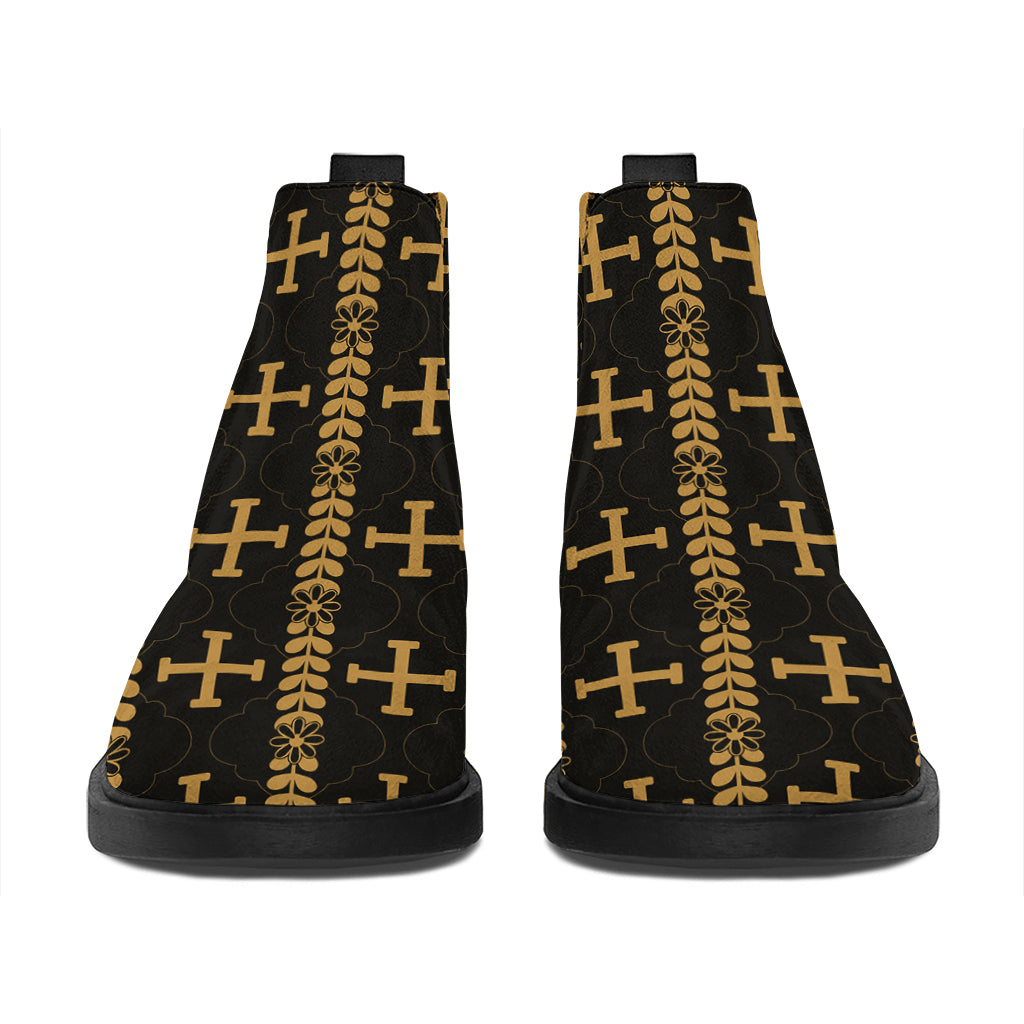 Vintage Orthodox Pattern Print Flat Ankle Boots