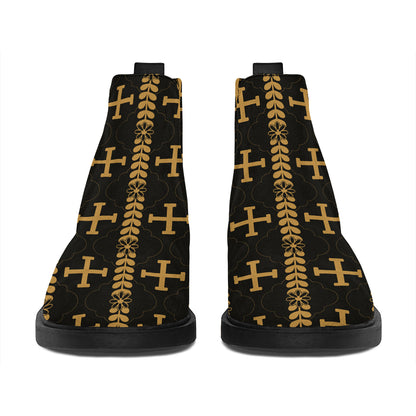 Vintage Orthodox Pattern Print Flat Ankle Boots