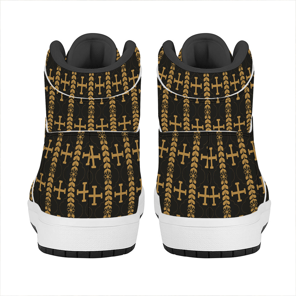 Vintage Orthodox Pattern Print High Top Leather Sneakers
