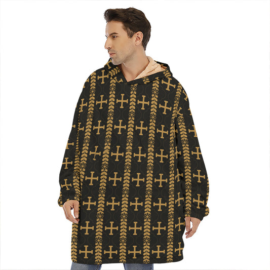 Vintage Orthodox Pattern Print Hoodie Blanket