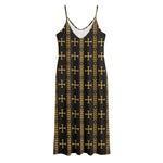 Vintage Orthodox Pattern Print Jersey Midi Cami Dress