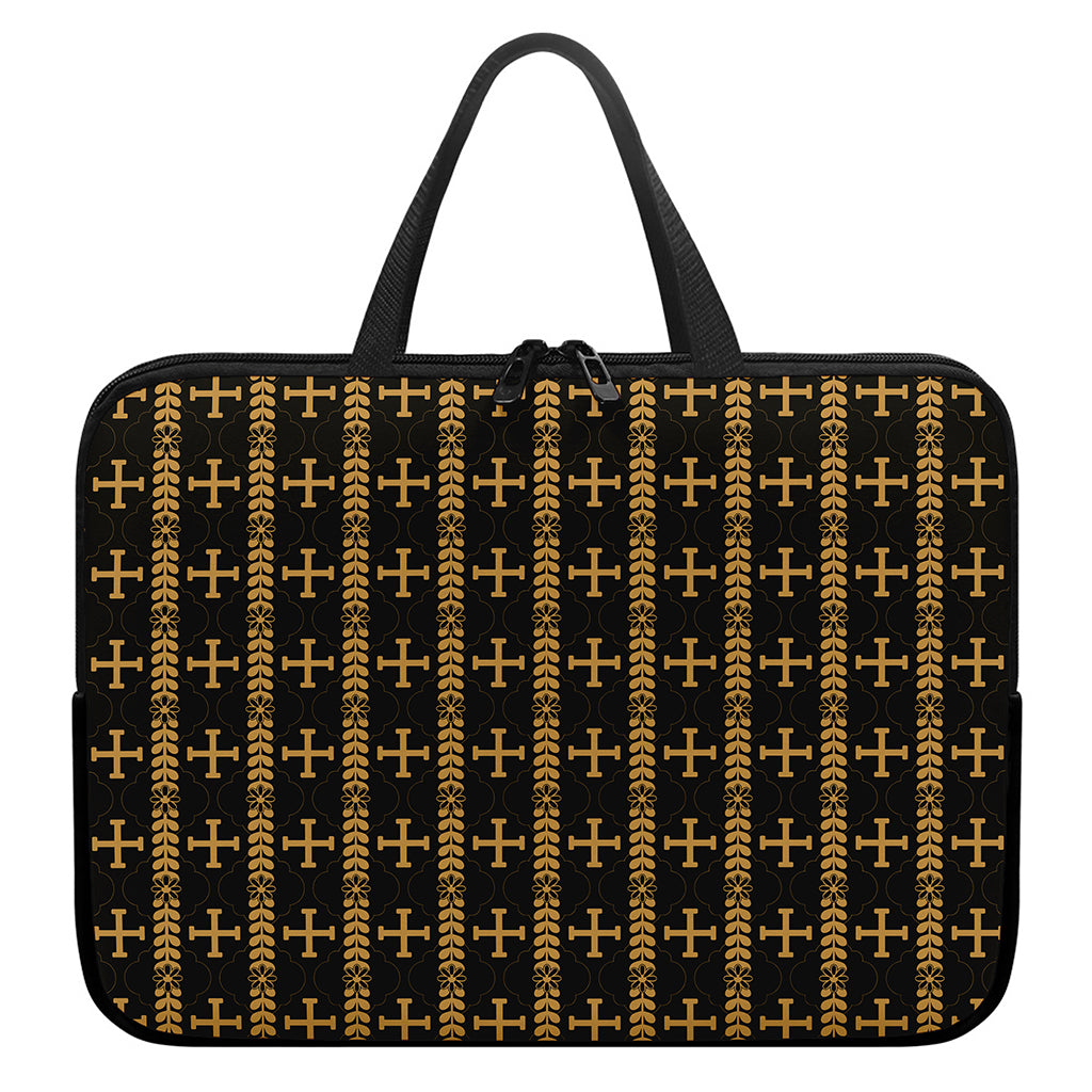 Vintage Orthodox Pattern Print Laptop Sleeve With Handle