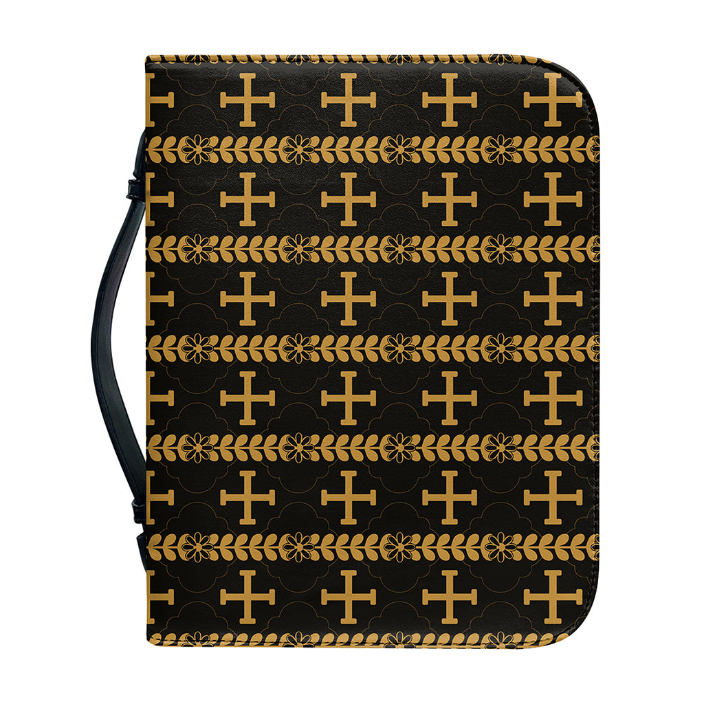 Vintage Orthodox Pattern Print Leather Bible Cover