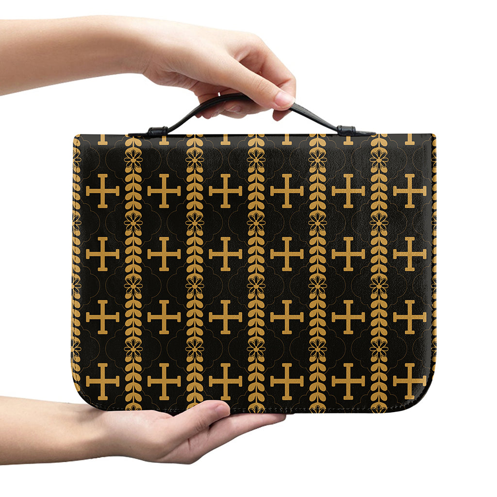 Vintage Orthodox Pattern Print Leather Bible Cover
