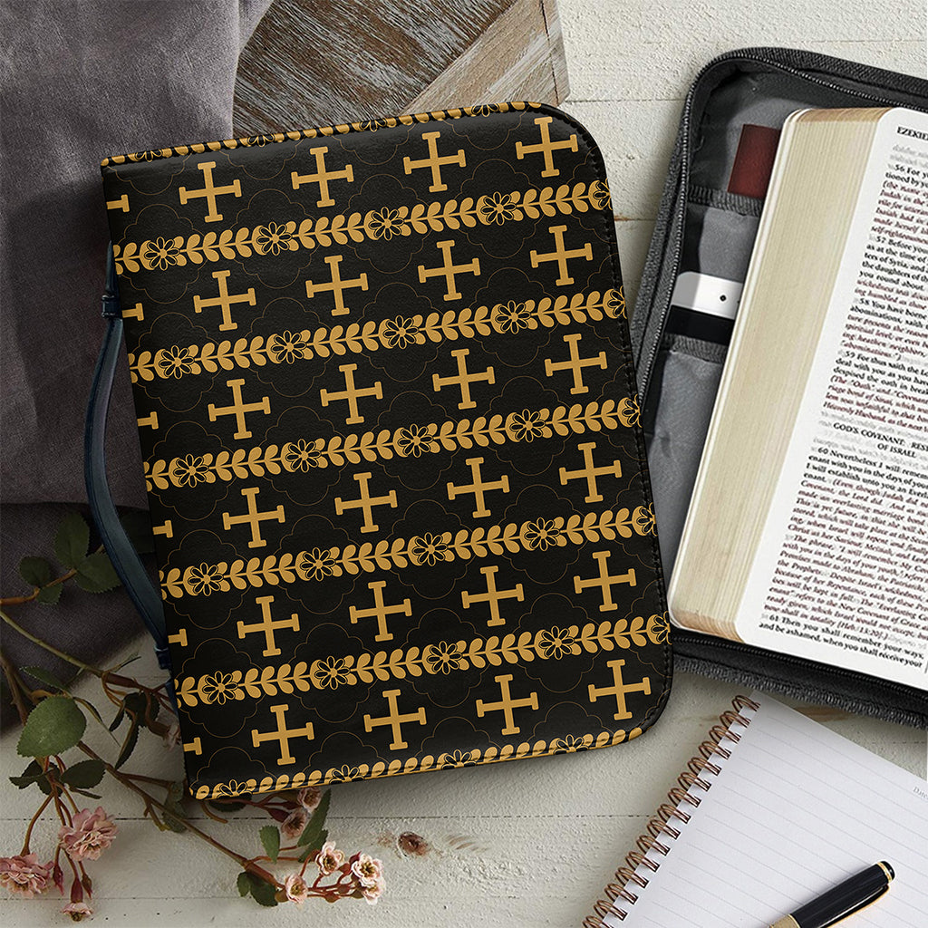 Vintage Orthodox Pattern Print Leather Bible Cover
