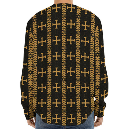 Vintage Orthodox Pattern Print Long Sleeve Baseball Jersey
