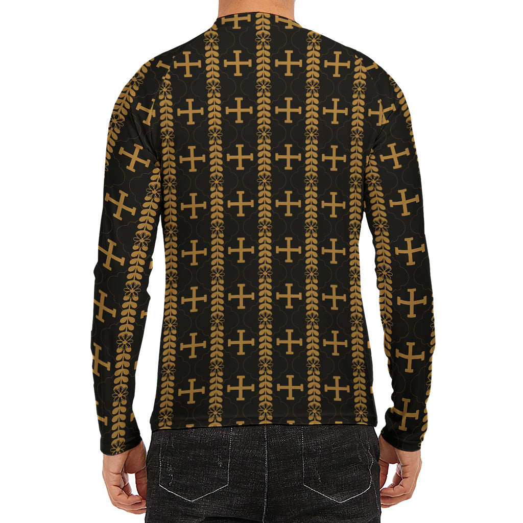 Vintage Orthodox Pattern Print Men's Long Sleeve Rash Guard