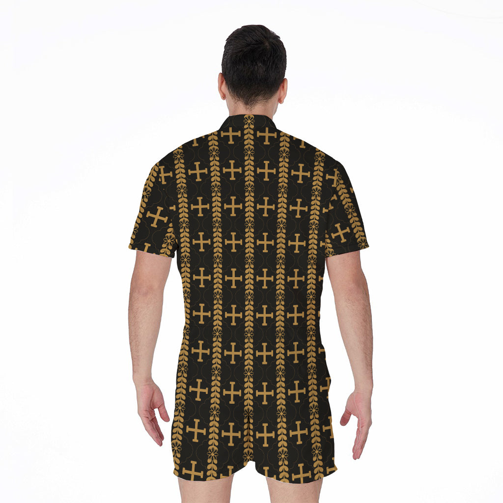 Vintage Orthodox Pattern Print Men's Rompers