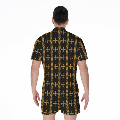 Vintage Orthodox Pattern Print Men's Rompers