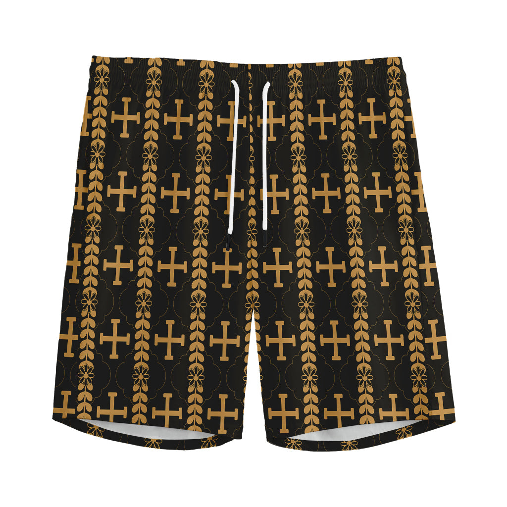 Vintage Orthodox Pattern Print Men's Sports Shorts