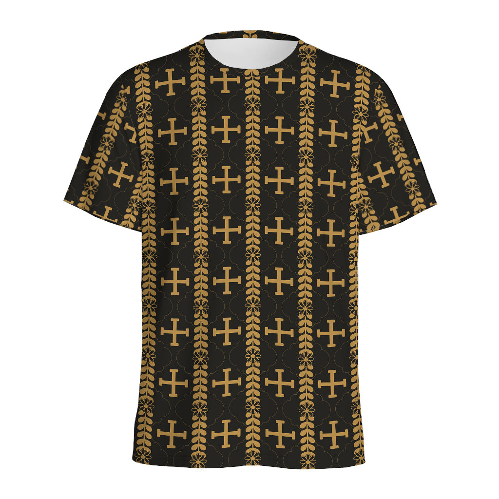 Vintage Orthodox Pattern Print Men's Sports T-Shirt