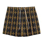 Vintage Orthodox Pattern Print Mesh Shorts