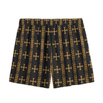 Vintage Orthodox Pattern Print Mesh Shorts