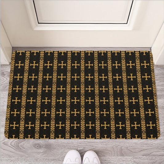 Vintage Orthodox Pattern Print Rubber Doormat