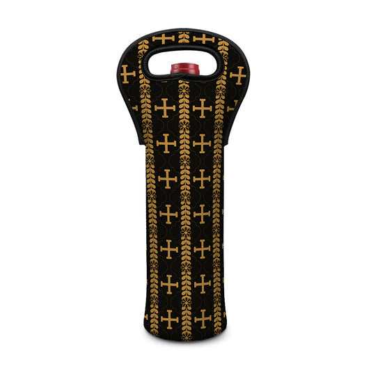 Vintage Orthodox Pattern Print Single Neoprene Wine Tote