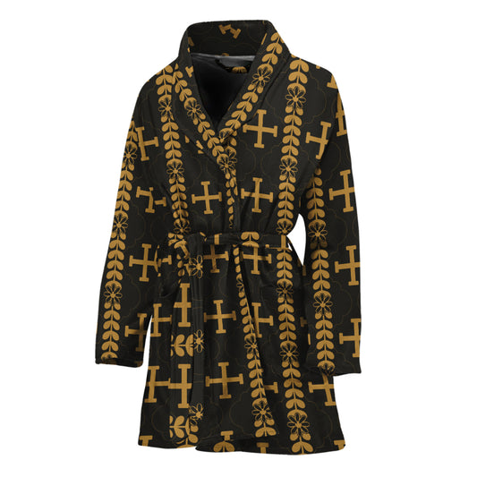 Vintage Orthodox Pattern Print Women's Bathrobe