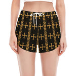 Vintage Orthodox Pattern Print Women's Split Running Shorts