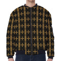 Vintage Orthodox Pattern Print Zip Sleeve Bomber Jacket