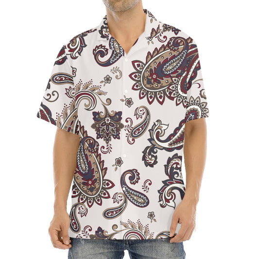 Vintage Paisley Pattern Print Aloha Shirt