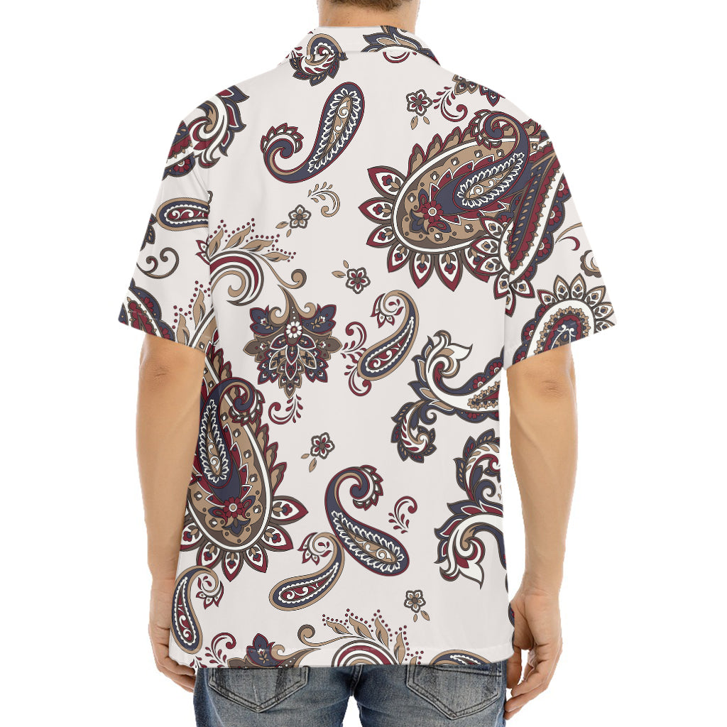 Vintage Paisley Pattern Print Aloha Shirt