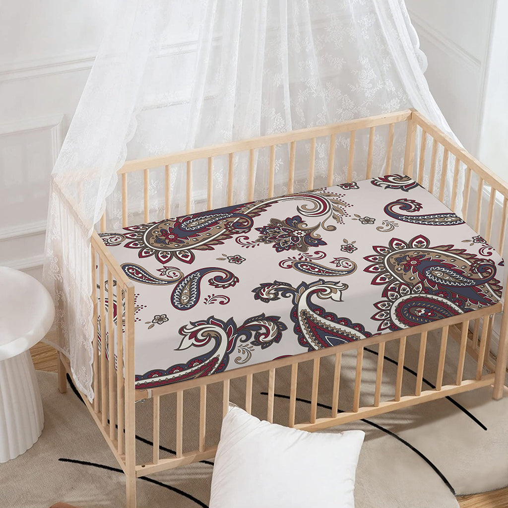 Vintage Paisley Pattern Print Baby Crib Sheet