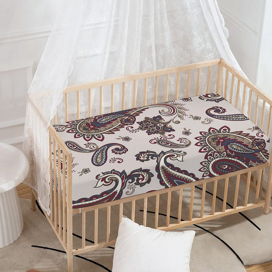Vintage Paisley Pattern Print Baby Crib Sheet
