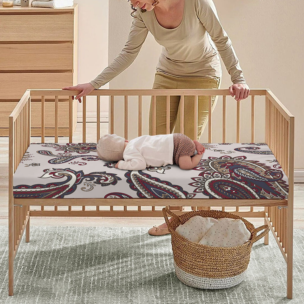Vintage Paisley Pattern Print Baby Crib Sheet