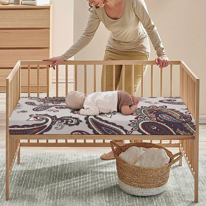 Vintage Paisley Pattern Print Baby Crib Sheet