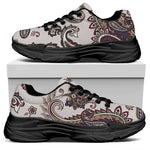 Vintage Paisley Pattern Print Black Chunky Shoes