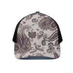 Vintage Paisley Pattern Print Black Mesh Trucker Cap
