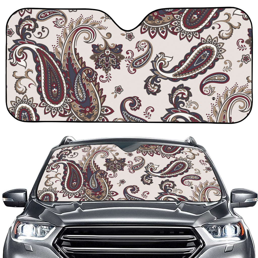 Vintage Paisley Pattern Print Car Windshield Sun Shade