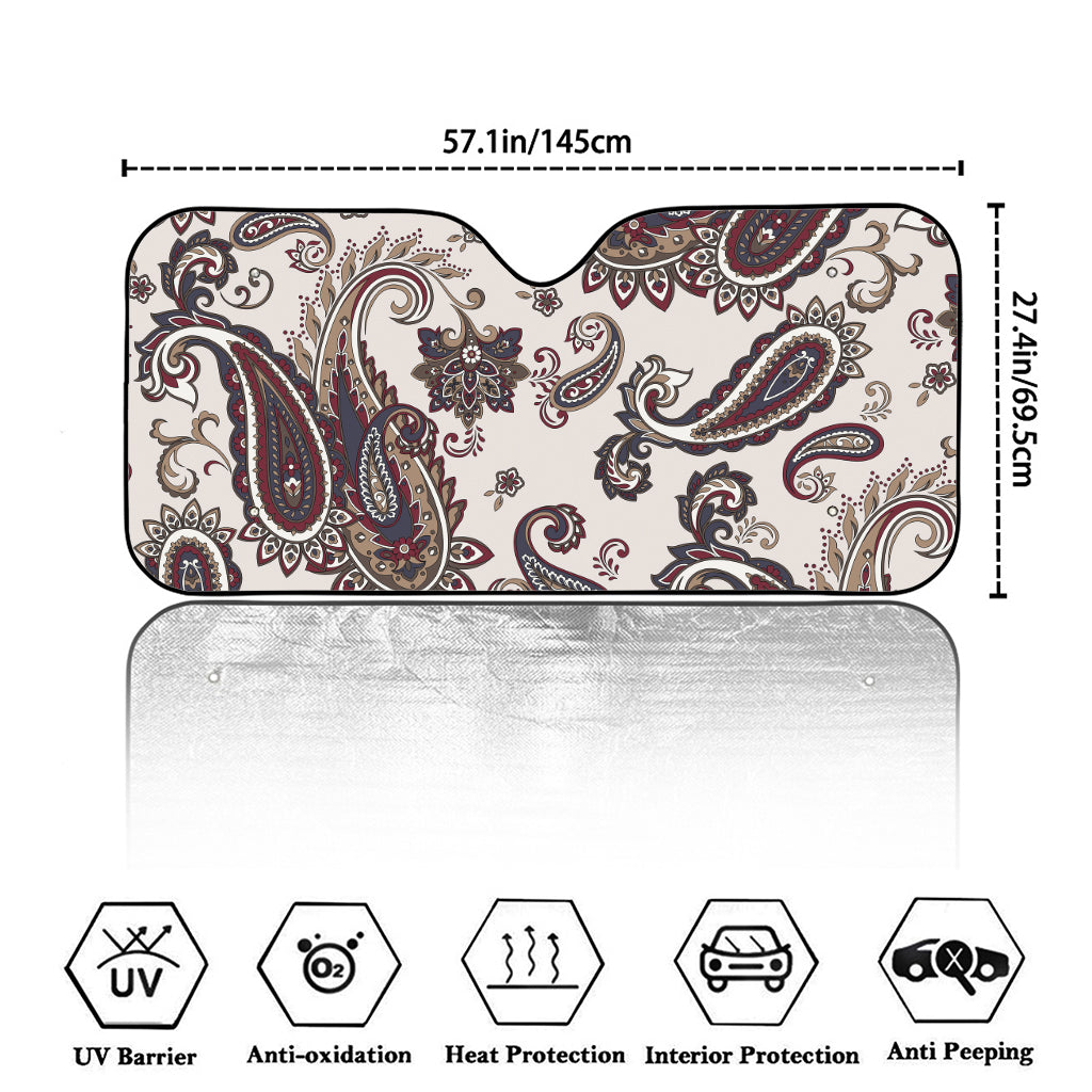 Vintage Paisley Pattern Print Car Windshield Sun Shade