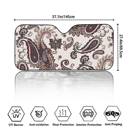 Vintage Paisley Pattern Print Car Windshield Sun Shade