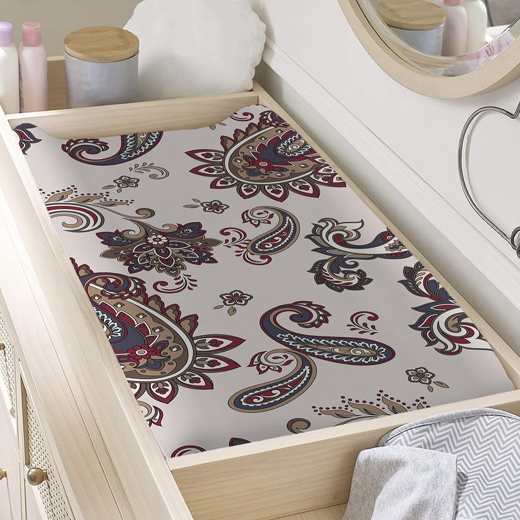 Vintage Paisley Pattern Print Changing Pad Cover