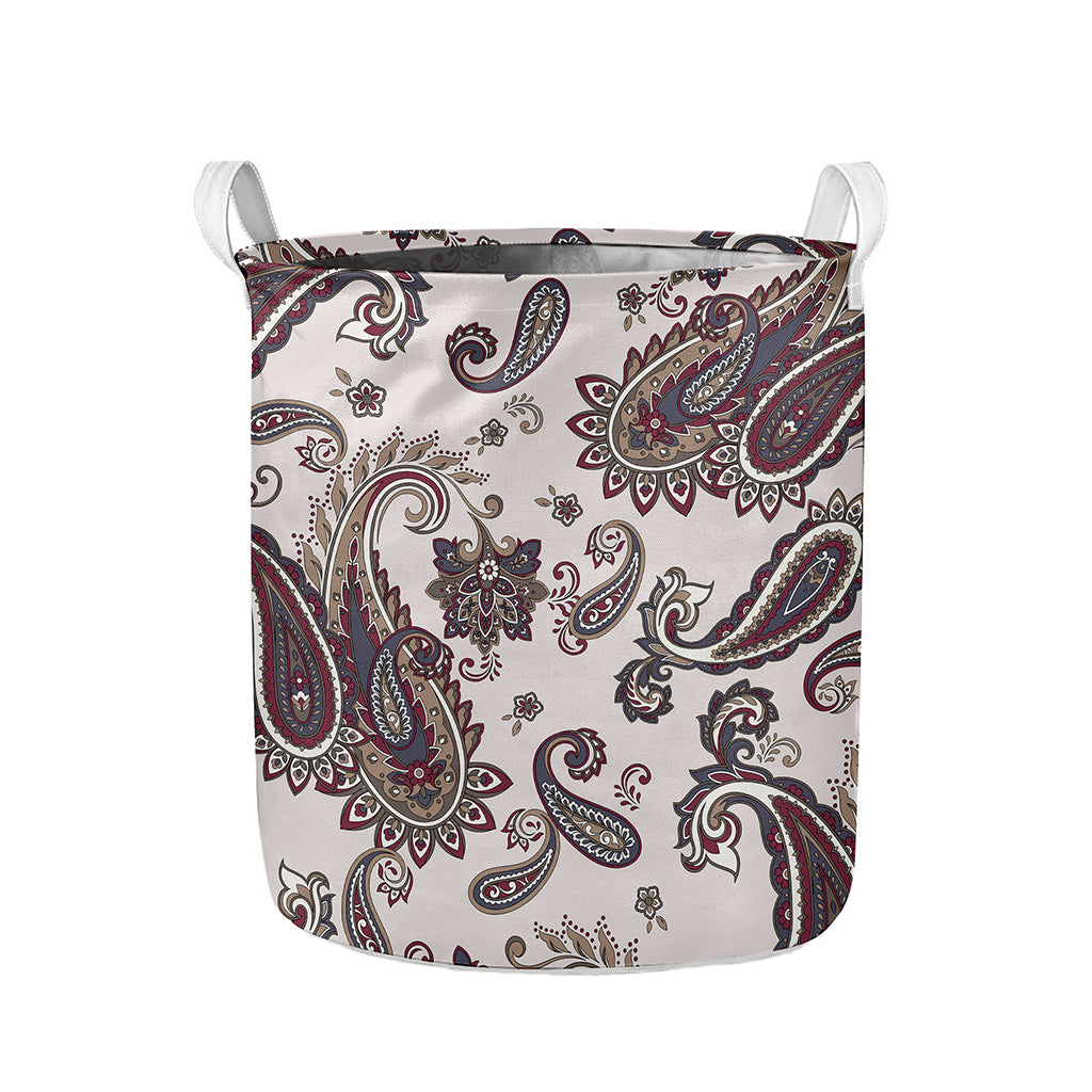 Vintage Paisley Pattern Print Collapsible Laundry Basket