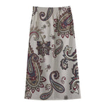 Vintage Paisley Pattern Print Cotton Front Slit Maxi Skirt