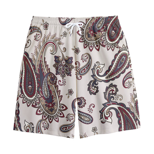 Vintage Paisley Pattern Print Cotton Shorts