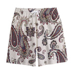 Vintage Paisley Pattern Print Cotton Shorts