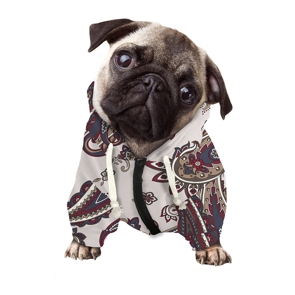 Vintage Paisley Pattern Print Dog Zip Up Hoodie