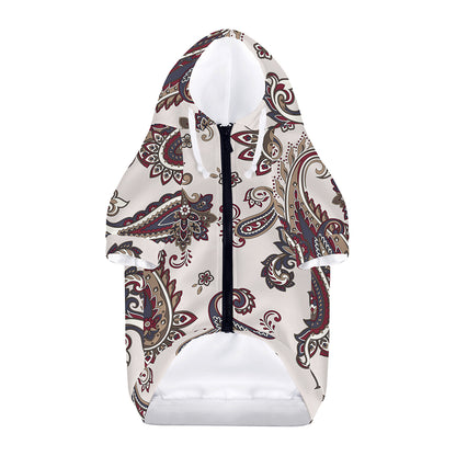 Vintage Paisley Pattern Print Dog Zip Up Hoodie