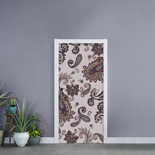 Vintage Paisley Pattern Print Door Sticker